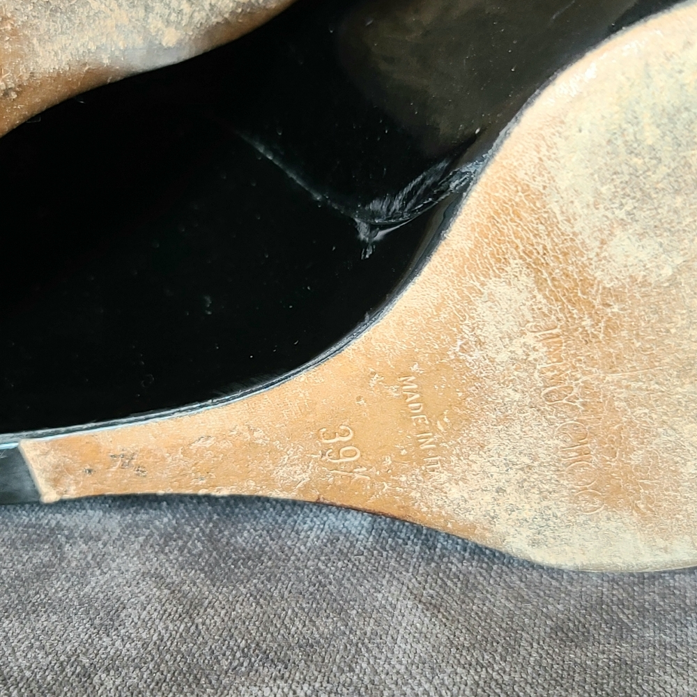 Jimmy Choo Black Patent Leather Wedge Heel Shoes Size 8.5 - Picture 7 of 7